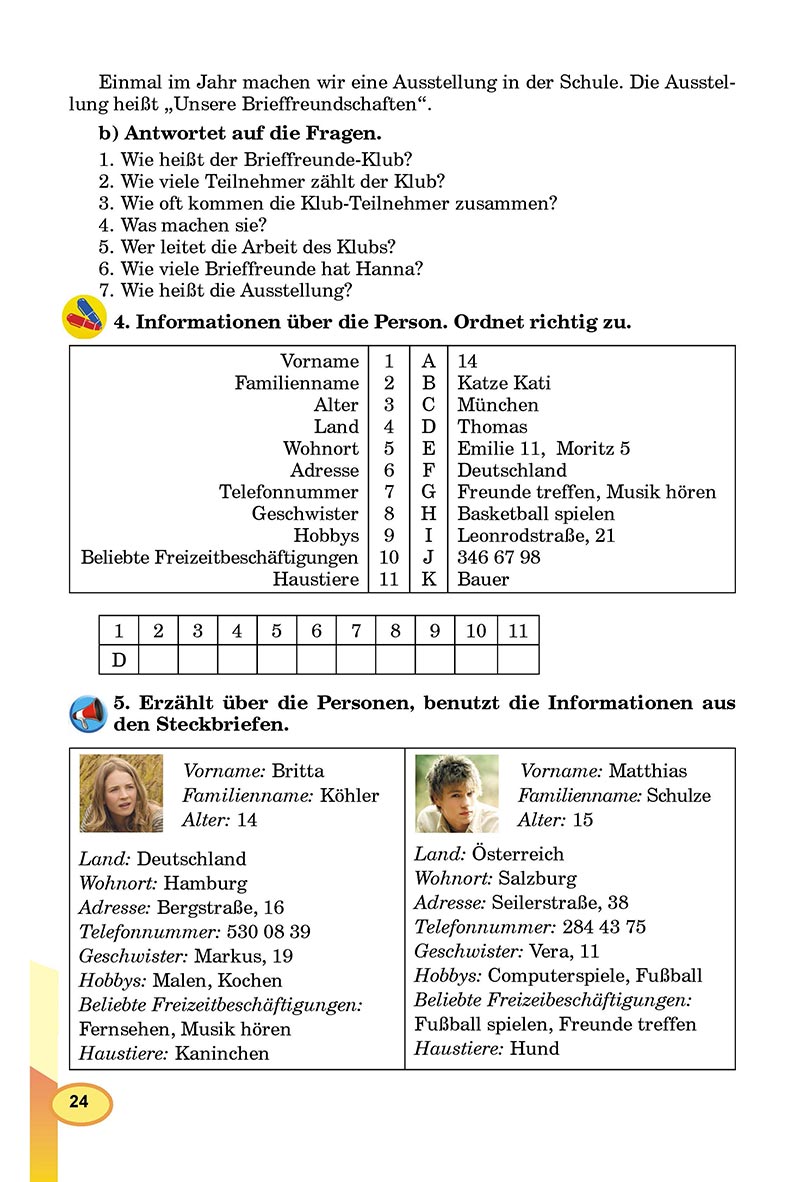 Сторінка 24 - Підручник Німецька мова 8 клас Л.В. Горбач 2021 - З поглибленим вивченням - скачати онлайн