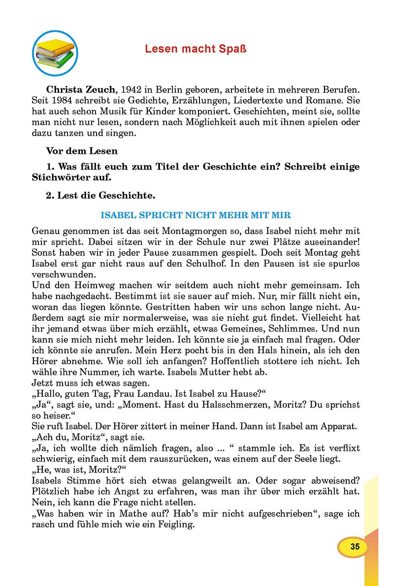 Сторінка 35 - Підручник Німецька мова 8 клас Л.В. Горбач 2021 - З поглибленим вивченням - скачати онлайн