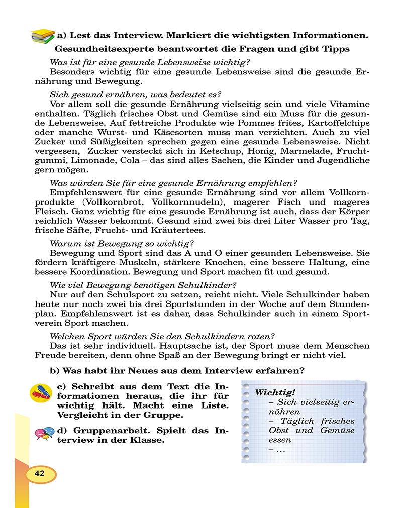 Сторінка 42 - Підручник Німецька мова 8 клас Л.В. Горбач 2021 - З поглибленим вивченням - скачати онлайн