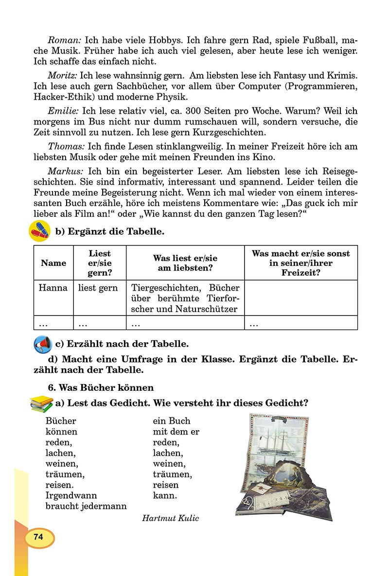 Сторінка 74 - Підручник Німецька мова 8 клас Л.В. Горбач 2021 - З поглибленим вивченням - скачати онлайн