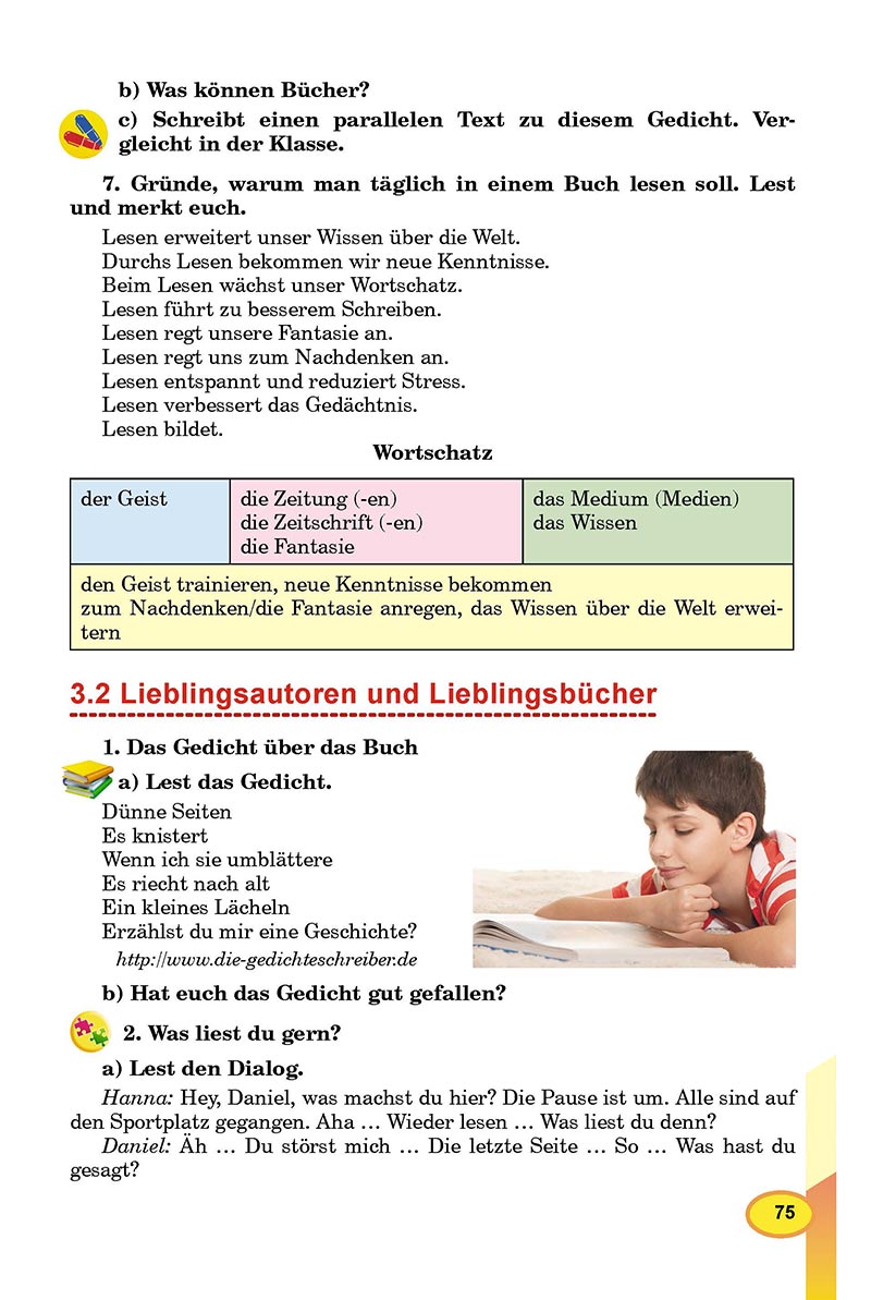 Сторінка 75 - Підручник Німецька мова 8 клас Л.В. Горбач 2021 - З поглибленим вивченням - скачати онлайн