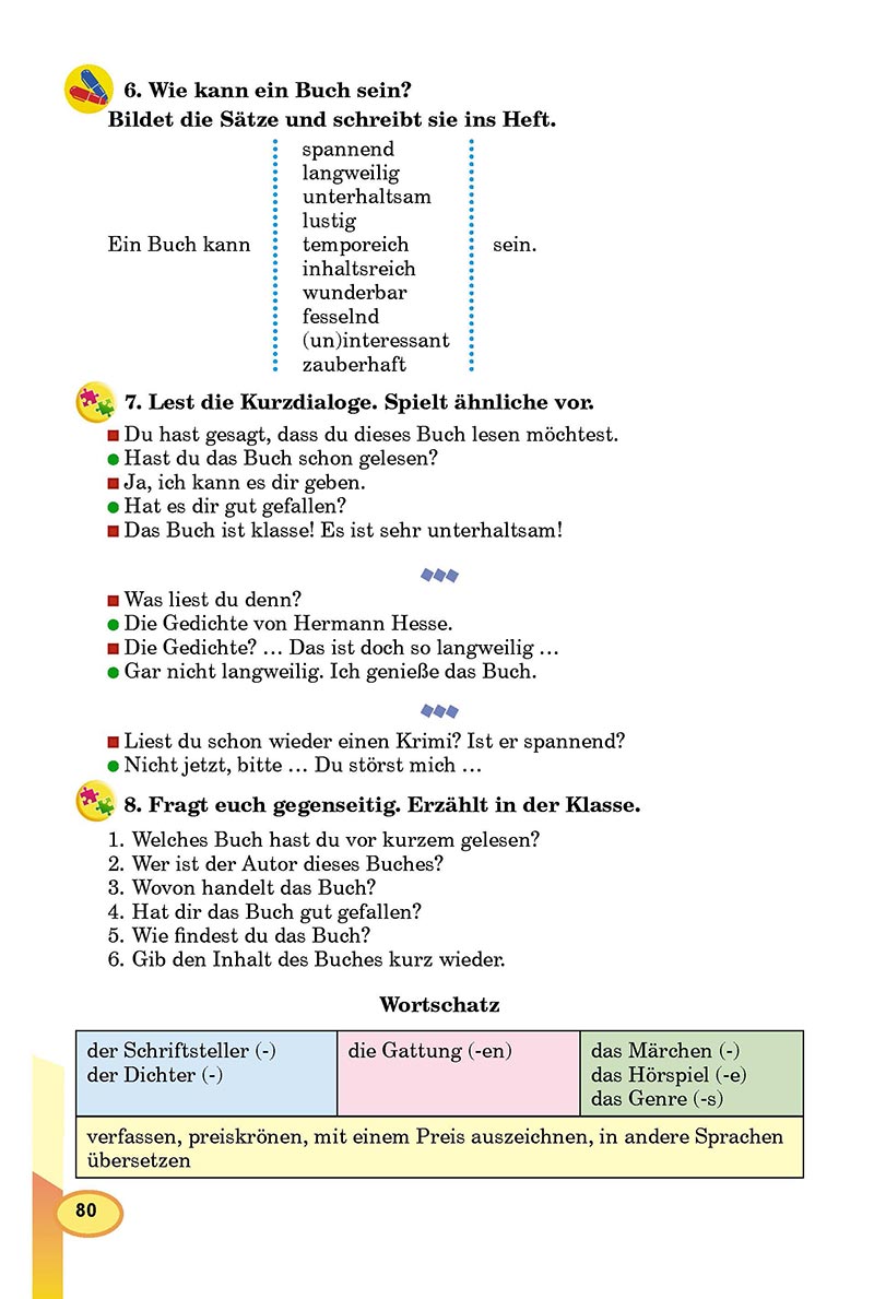 Сторінка 80 - Підручник Німецька мова 8 клас Л.В. Горбач 2021 - З поглибленим вивченням - скачати онлайн