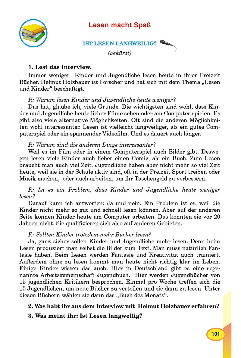 Сторінка 101 - Підручник Німецька мова 8 клас Л.В. Горбач 2021 - З поглибленим вивченням - скачати онлайн