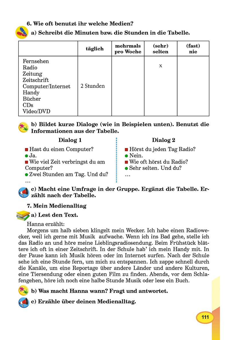 Сторінка 111 - Підручник Німецька мова 8 клас Л.В. Горбач 2021 - З поглибленим вивченням - скачати онлайн