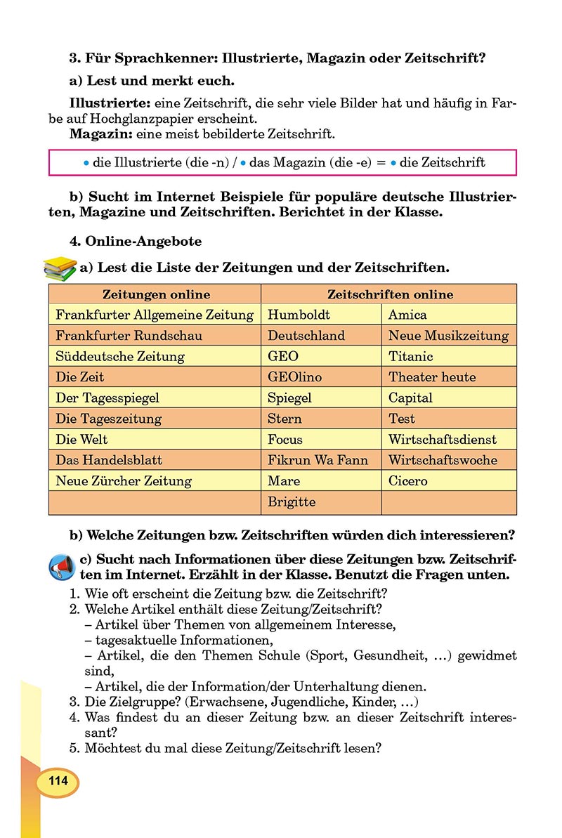 Сторінка 114 - Підручник Німецька мова 8 клас Л.В. Горбач 2021 - З поглибленим вивченням - скачати онлайн