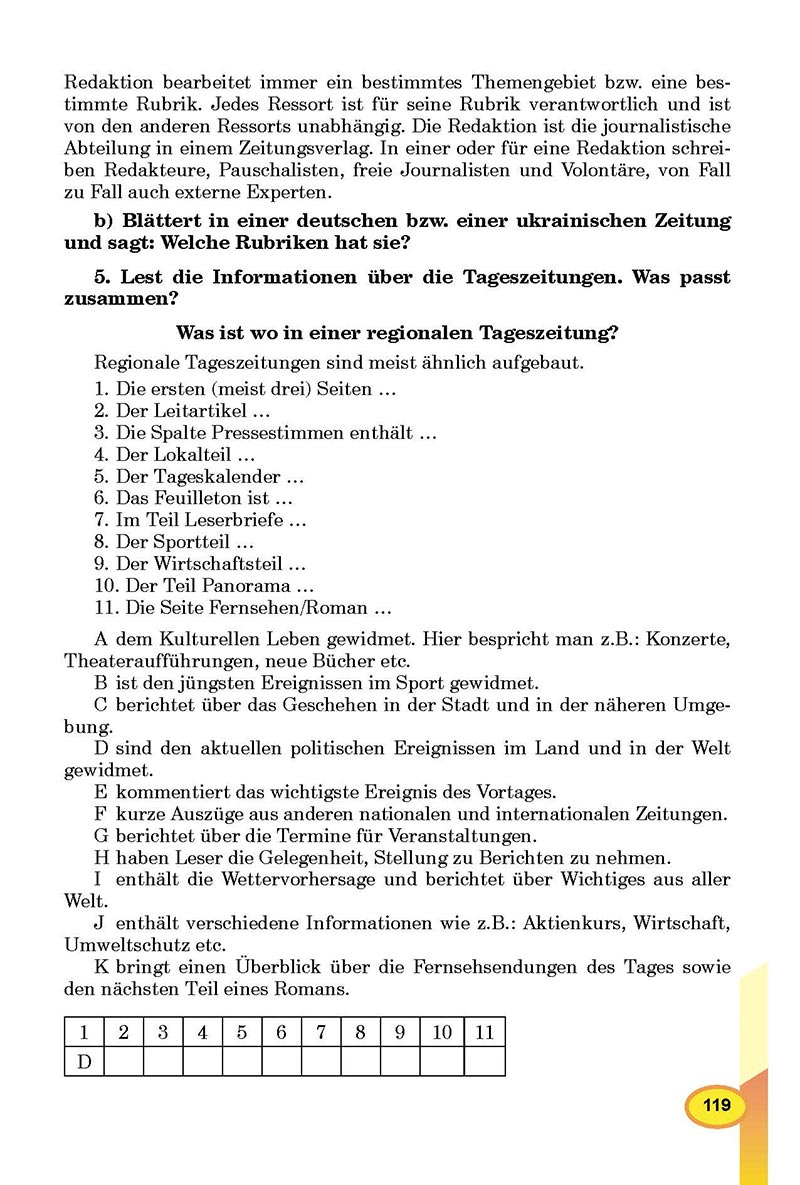 Сторінка 119 - Підручник Німецька мова 8 клас Л.В. Горбач 2021 - З поглибленим вивченням - скачати онлайн