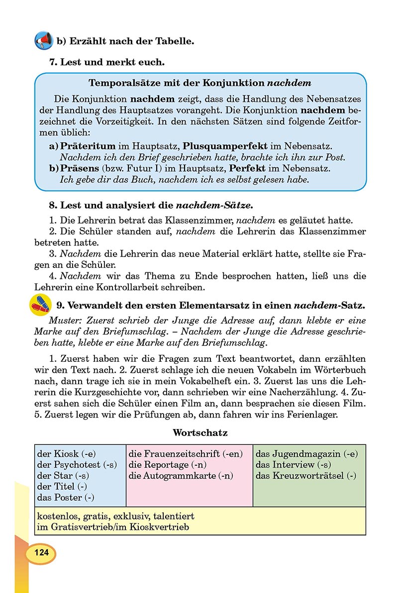 Сторінка 124 - Підручник Німецька мова 8 клас Л.В. Горбач 2021 - З поглибленим вивченням - скачати онлайн