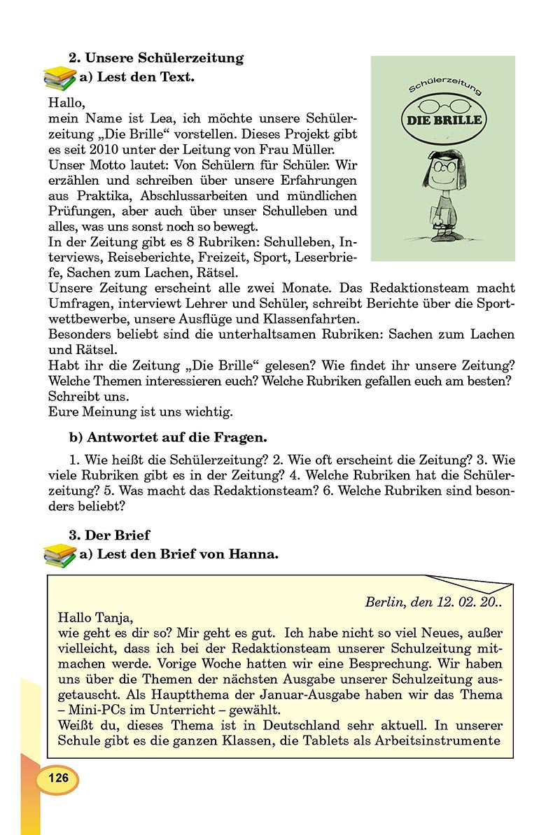 Сторінка 126 - Підручник Німецька мова 8 клас Л.В. Горбач 2021 - З поглибленим вивченням - скачати онлайн
