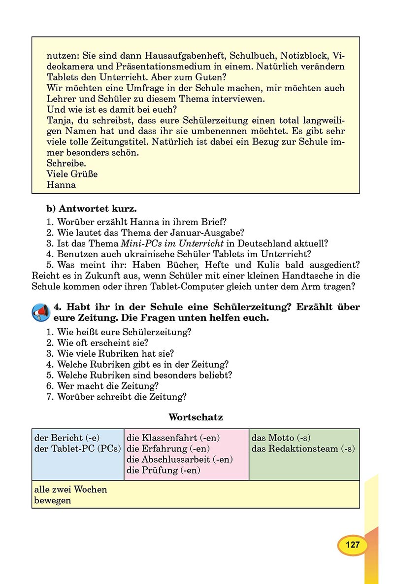 Сторінка 127 - Підручник Німецька мова 8 клас Л.В. Горбач 2021 - З поглибленим вивченням - скачати онлайн