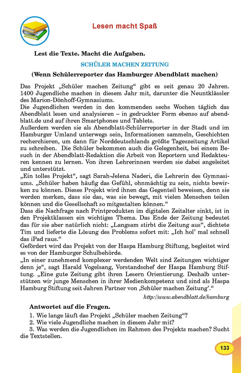 Сторінка 133 - Підручник Німецька мова 8 клас Л.В. Горбач 2021 - З поглибленим вивченням - скачати онлайн