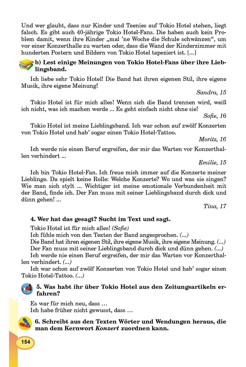 Сторінка 154 - Підручник Німецька мова 8 клас Л.В. Горбач 2021 - З поглибленим вивченням - скачати онлайн