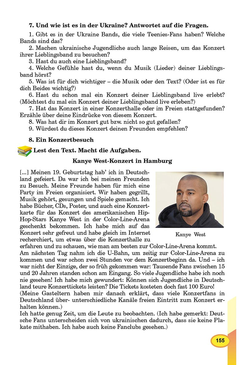Сторінка 155 - Підручник Німецька мова 8 клас Л.В. Горбач 2021 - З поглибленим вивченням - скачати онлайн