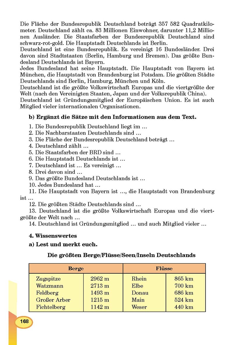 Сторінка 168 - Підручник Німецька мова 8 клас Л.В. Горбач 2021 - З поглибленим вивченням - скачати онлайн