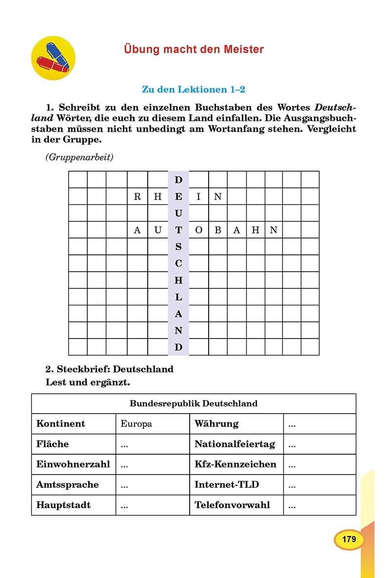 Сторінка 179 - Підручник Німецька мова 8 клас Л.В. Горбач 2021 - З поглибленим вивченням - скачати онлайн