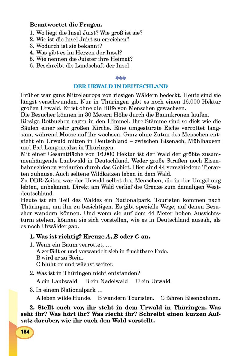 Сторінка 184 - Підручник Німецька мова 8 клас Л.В. Горбач 2021 - З поглибленим вивченням - скачати онлайн