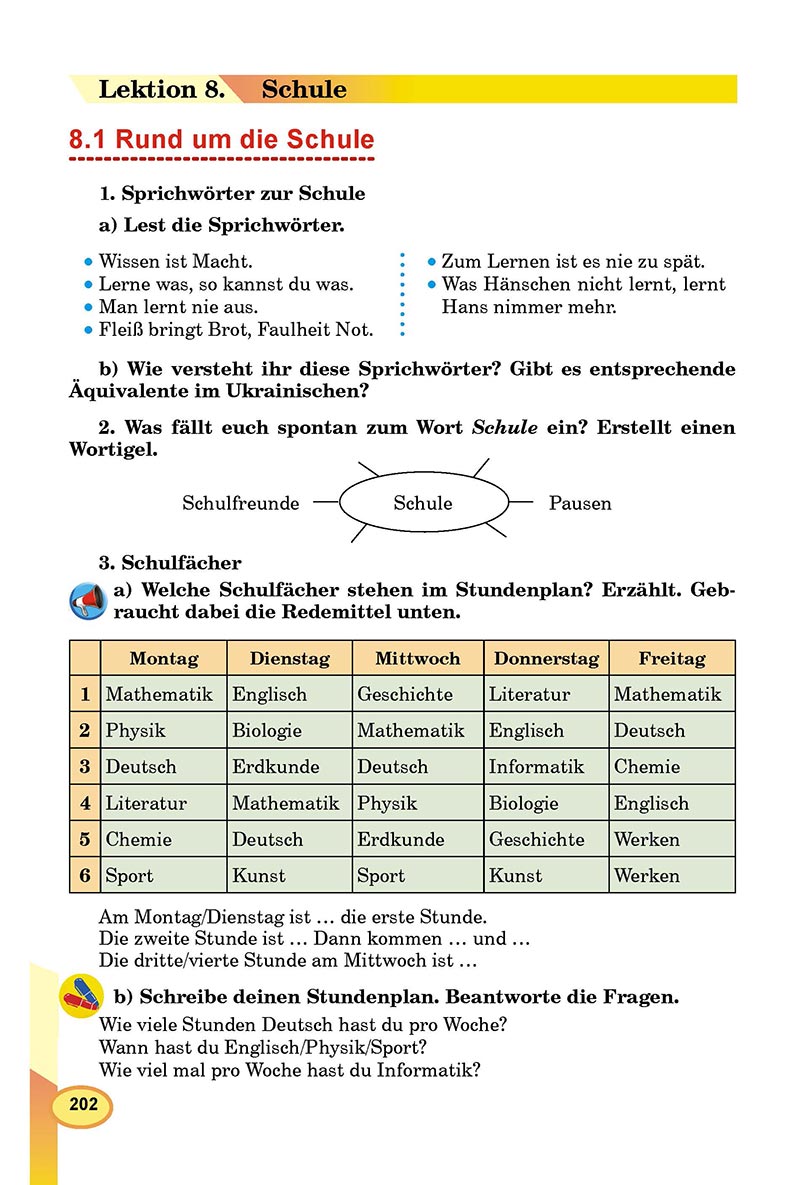 Сторінка 202 - Підручник Німецька мова 8 клас Л.В. Горбач 2021 - З поглибленим вивченням - скачати онлайн