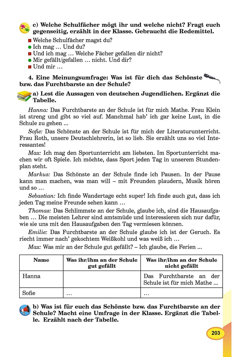 Сторінка 203 - Підручник Німецька мова 8 клас Л.В. Горбач 2021 - З поглибленим вивченням - скачати онлайн