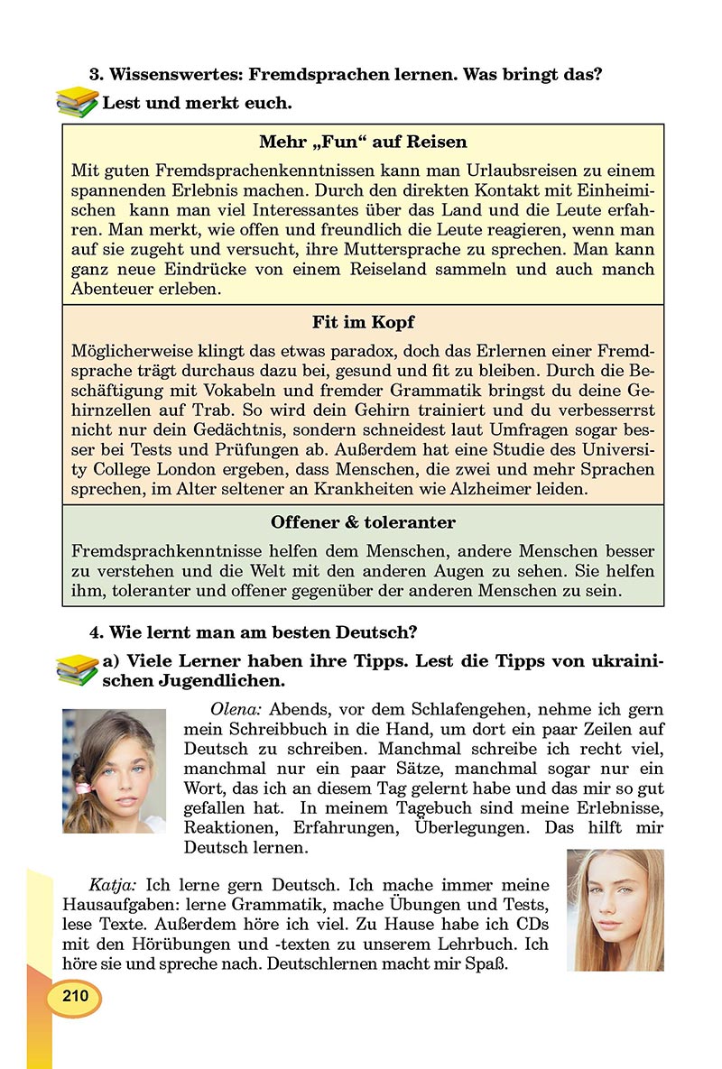 Сторінка 210 - Підручник Німецька мова 8 клас Л.В. Горбач 2021 - З поглибленим вивченням - скачати онлайн