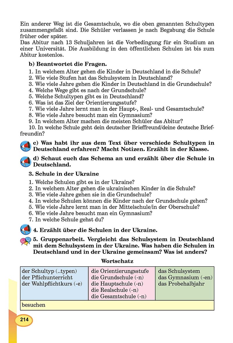 Сторінка 214 - Підручник Німецька мова 8 клас Л.В. Горбач 2021 - З поглибленим вивченням - скачати онлайн