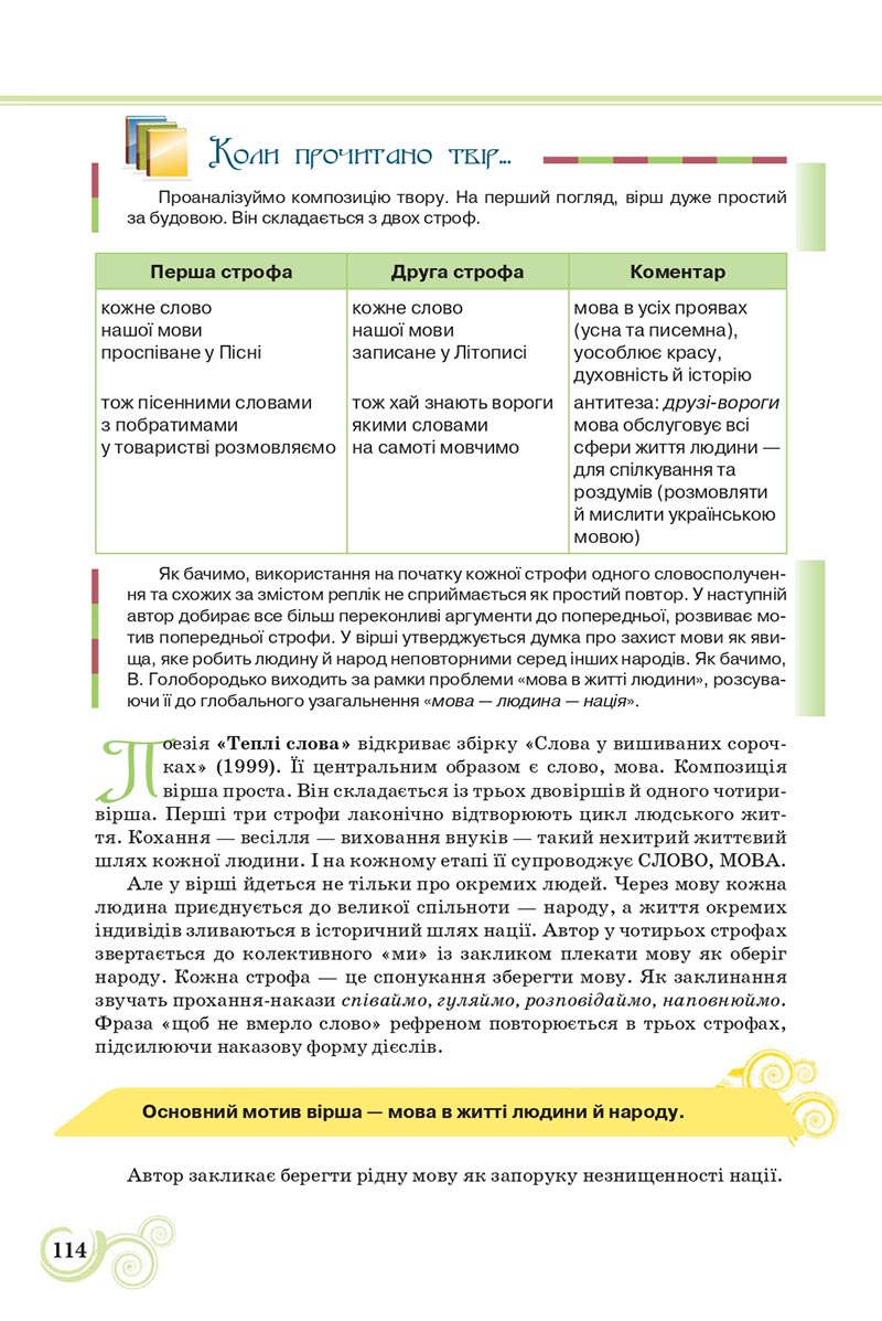 Сторінка 114 - Підручник Українська література 8 клас Коваленко 2021 - скачати онлайн