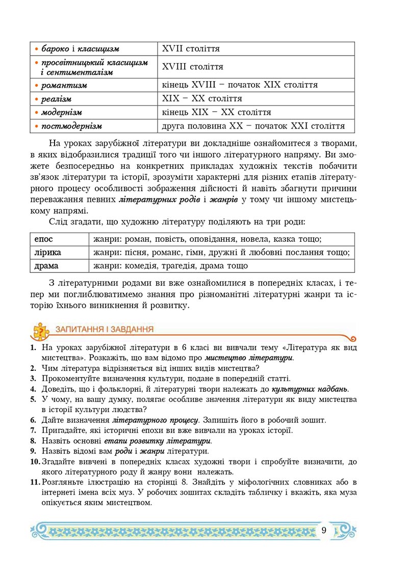 Сторінка 9 - Підручник Зарубіжна література 8 клас Н.Р. Міляновська 2021 - скачати підручник