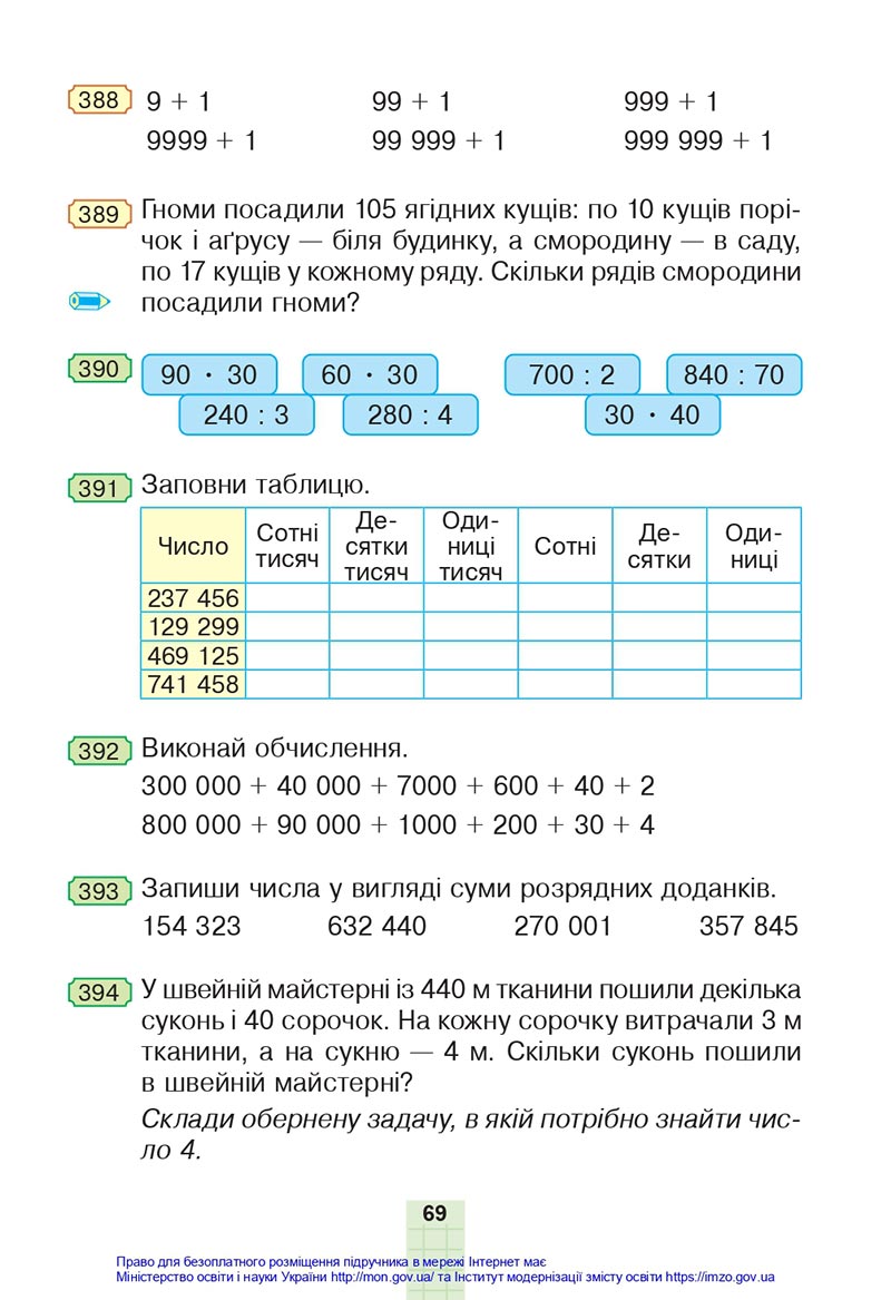 Сторінка 69 - Підручник Математика 4 клас Будна 2021 - Частина 1 - скачати