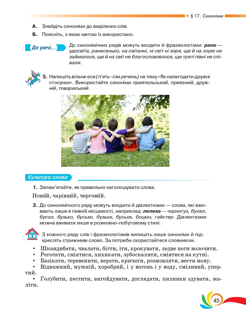Сторінка 45 - Підручник Українська мова 5 клас Авраменко 2022 - скачати, читати онлайн