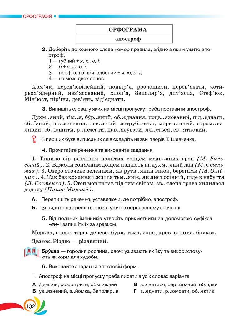 Сторінка 132 - Підручник Українська мова 5 клас Авраменко 2022 - скачати, читати онлайн