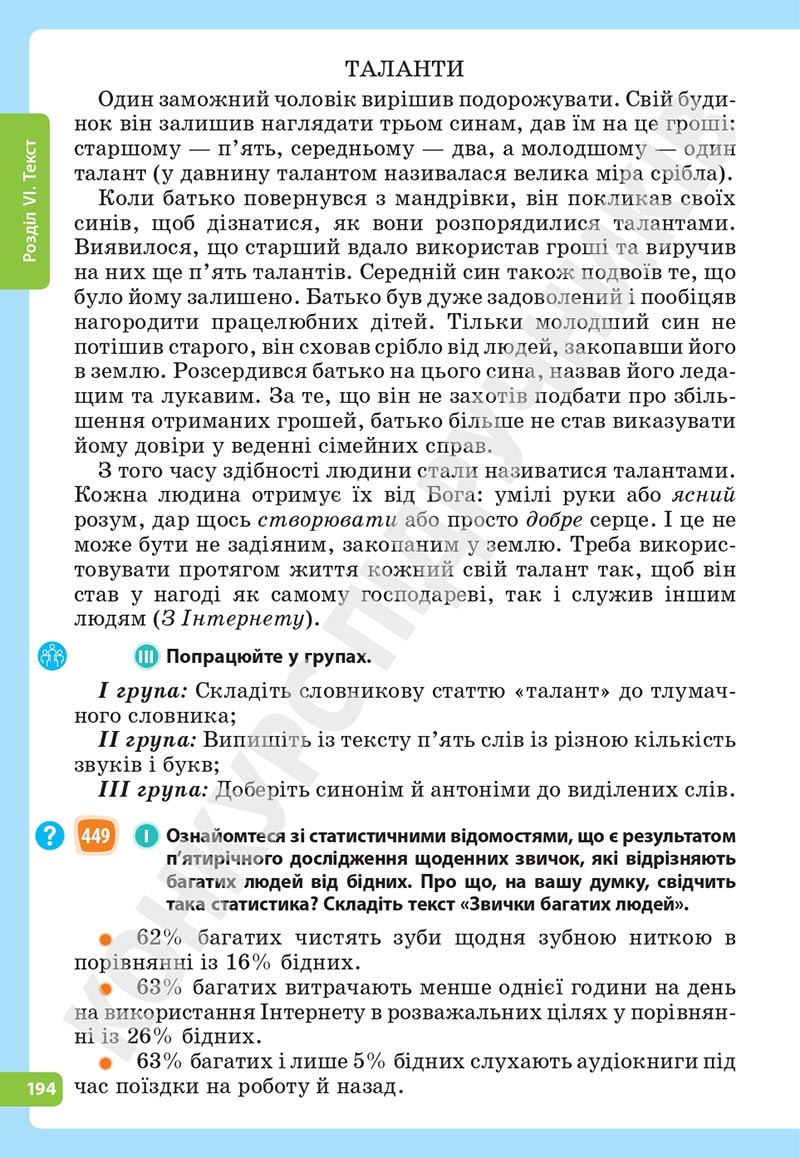 Сторінка 194 - Підручник Українська мова 5 клас Голуб Горошкіна 2022 - скачати, читати онлайн