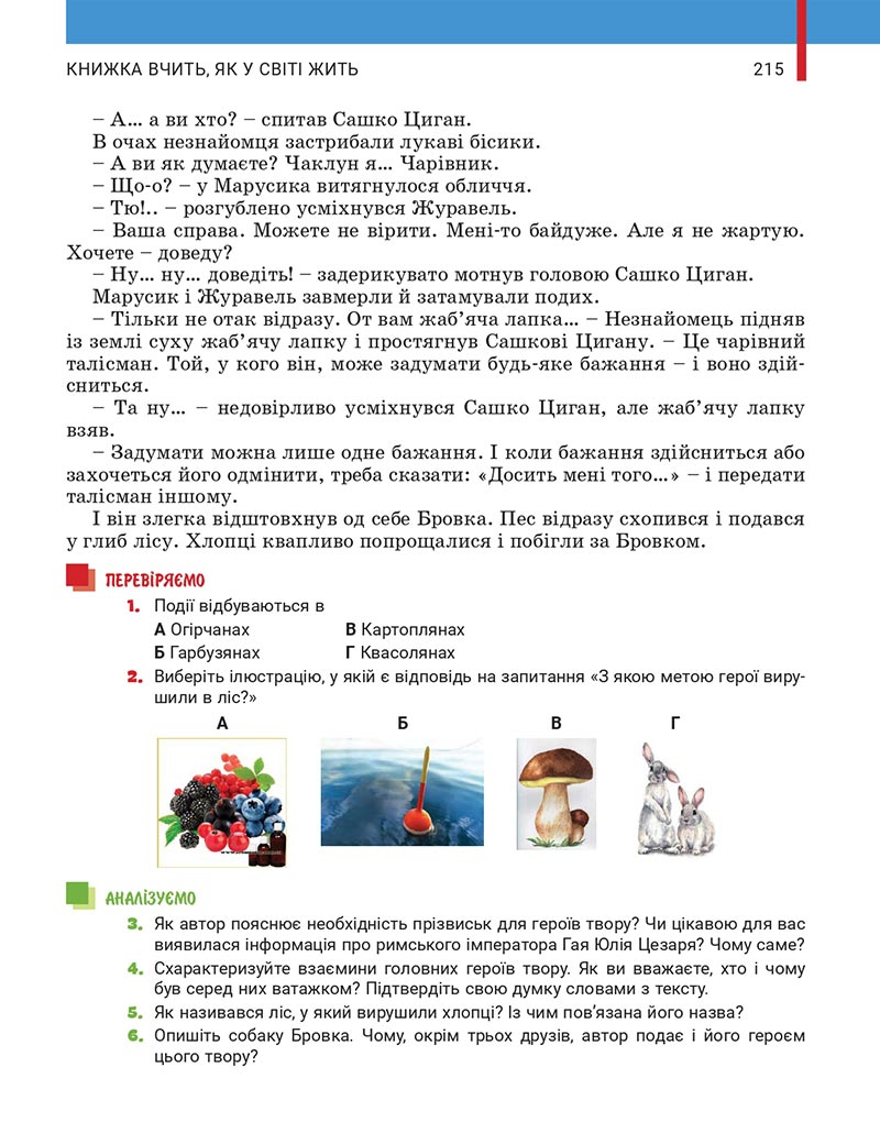 Сторінка 215 - Підручник Українська література 5 клас Заболотний 2022 - скачати, читати онлайн