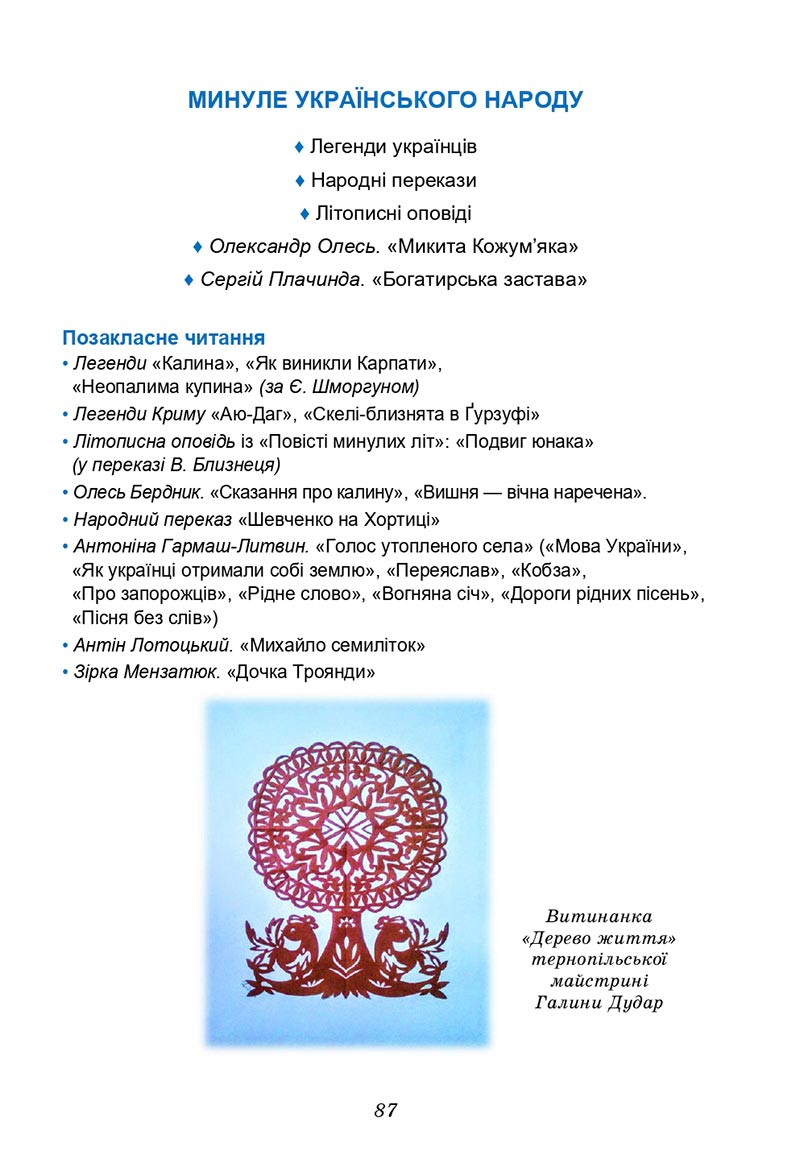 Сторінка 87 - Підручник Українська література 5 клас Калинич 2022 - скачати, читати онлайн