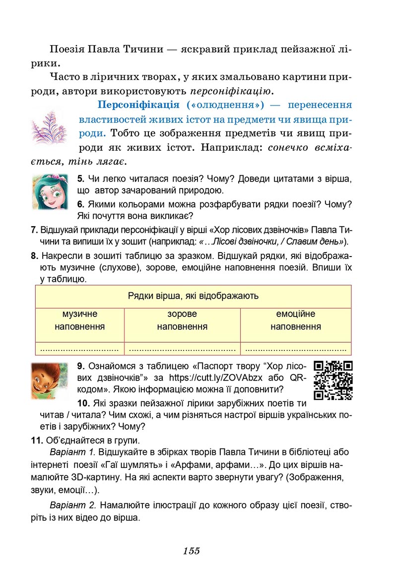 Сторінка 155 - Підручник Українська література 5 клас Калинич 2022 - скачати, читати онлайн