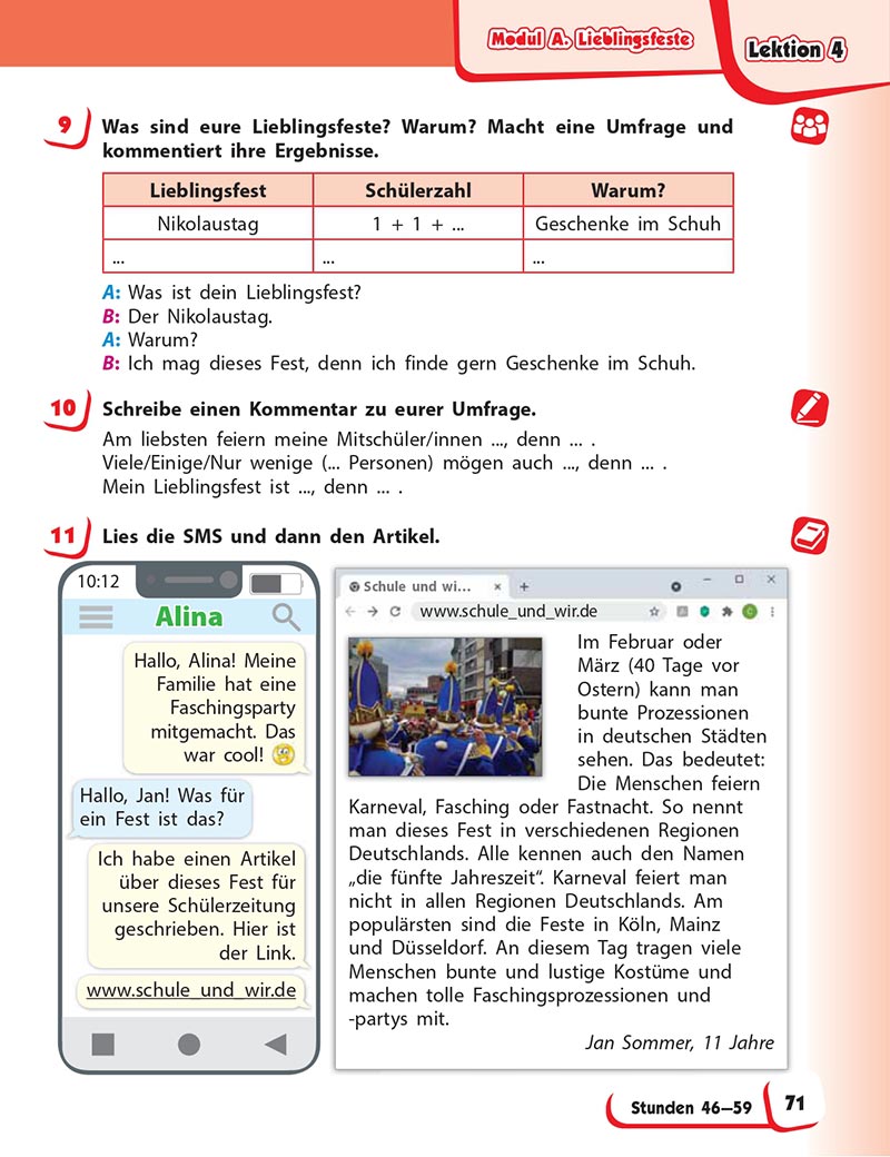 Сторінка 71 - Підручник Німецька мова 5 клас Сотникова 2022 - 5 рік навчання