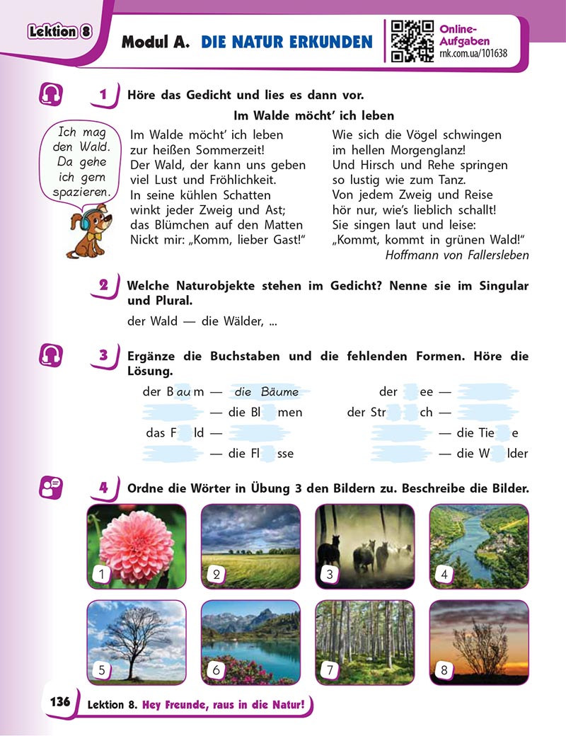 Сторінка 136 - Підручник Німецька мова 5 клас Сотникова 2022 - 5 рік навчання