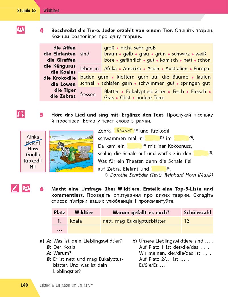 Сторінка 140 - Підручник Німецька мова 5 клас Сотникова 2022 - 1-й рік навчання