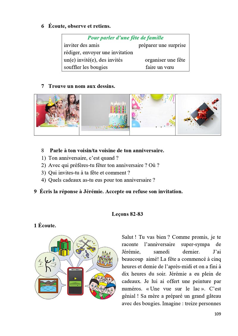 Сторінка 109 - Підручник Французька мова 5 клас Ураєва 2022 - 5-й рік навчання