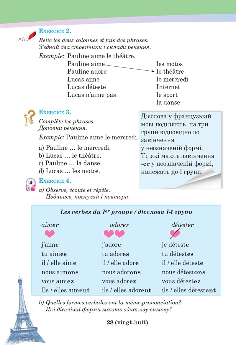 Сторінка 28 - Підручник Французька мова 5 клас Чумак 2022 - 1-й рік навчання