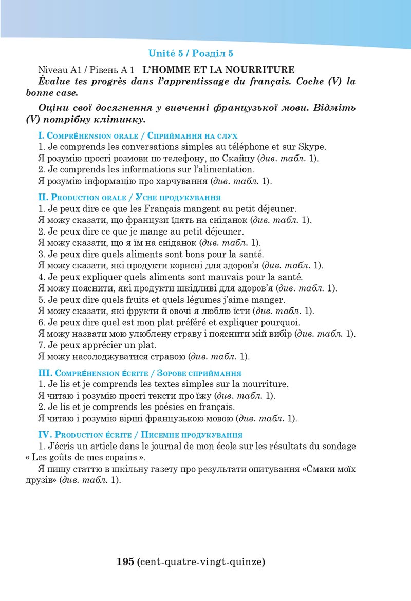 Сторінка 195 - Підручник Французька мова 5 клас Чумак 2022 - 1-й рік навчання