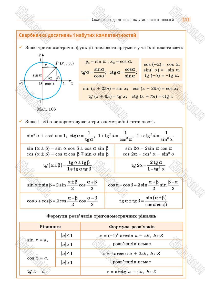 Сторінка 111 - Підручник Математика 10 клас Г. П. Бевз, В. Г. Бевз 2018 - Рівень стандарту