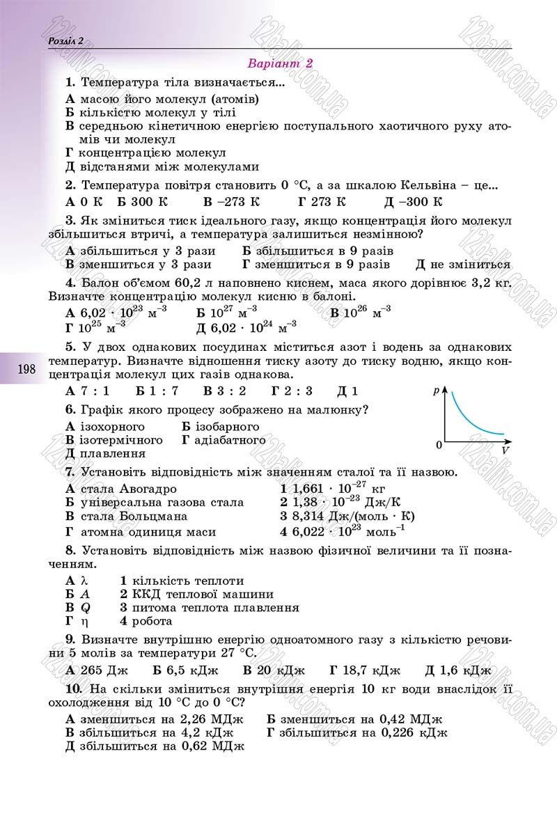 Сторінка 198 - Підручник Фізика 10 клас Сиротюк 2018 - Рівень стандарту