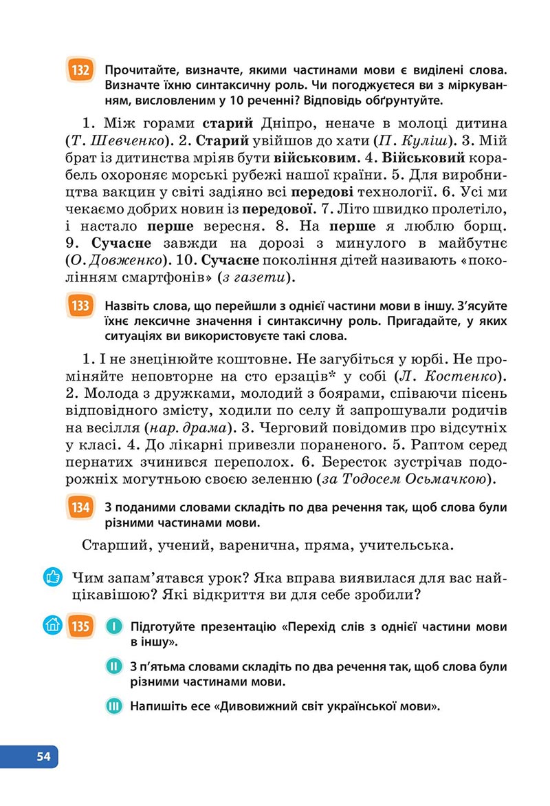 Сторінка 54 - Підручник Українська мова 6 клас Голуб 2023 НУШ