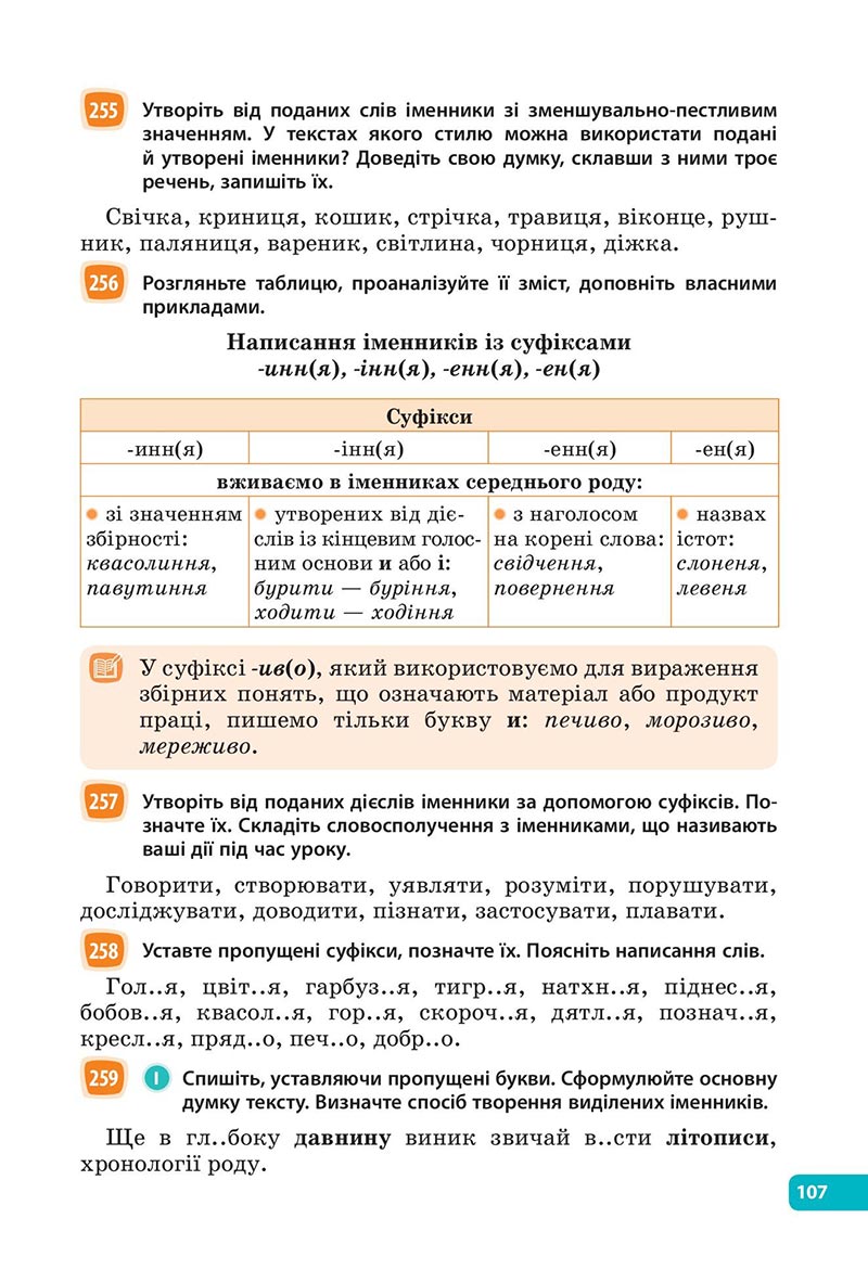 Сторінка 107 - Підручник Українська мова 6 клас Голуб 2023 НУШ