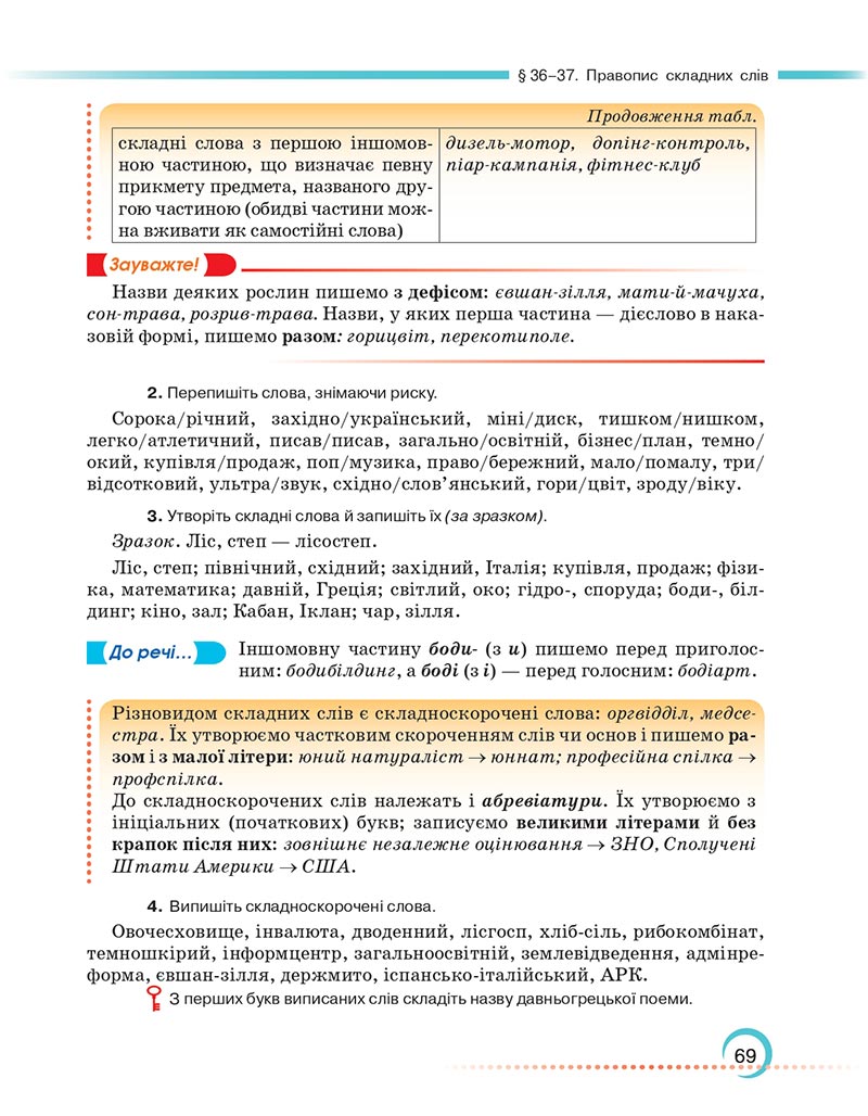 Сторінка 69 - Підручник Українська мова 6 клас Авраменко 2023 НУШ