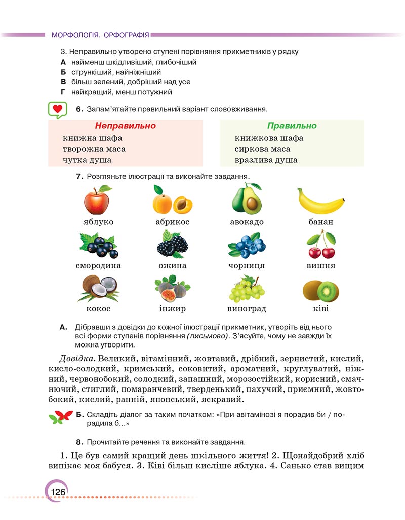 Сторінка 126 - Підручник Українська мова 6 клас Авраменко 2023 НУШ