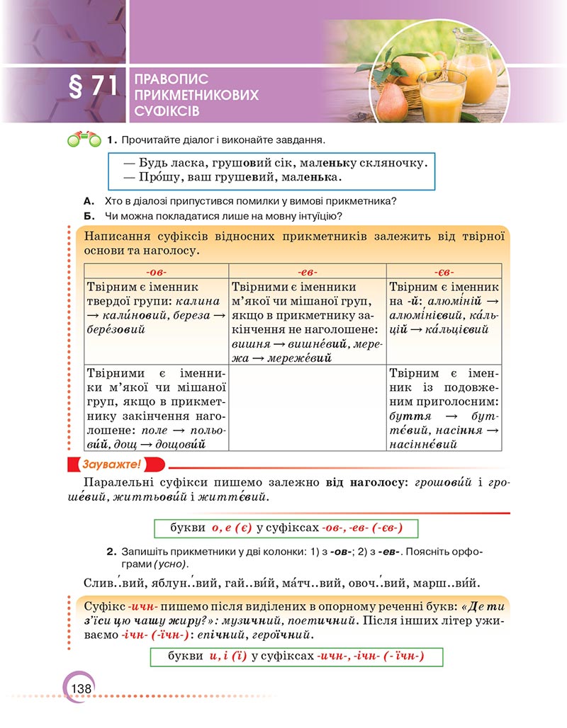 Сторінка 138 - Підручник Українська мова 6 клас Авраменко 2023 НУШ