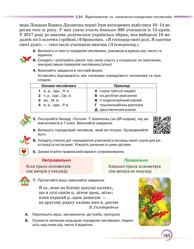 Сторінка 165 - Підручник Українська мова 6 клас Авраменко 2023 НУШ