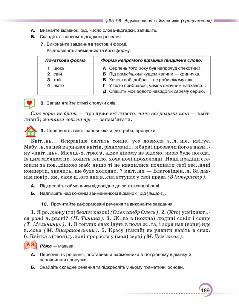 Сторінка 189 - Підручник Українська мова 6 клас Авраменко 2023 НУШ