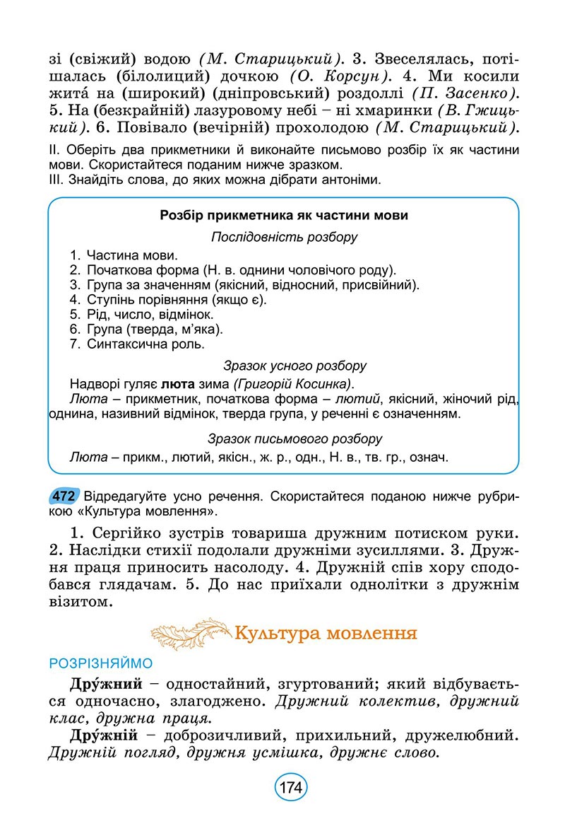 Сторінка 174 - Підручник Українська мова 6 клас Заболотний 2023 НУШ