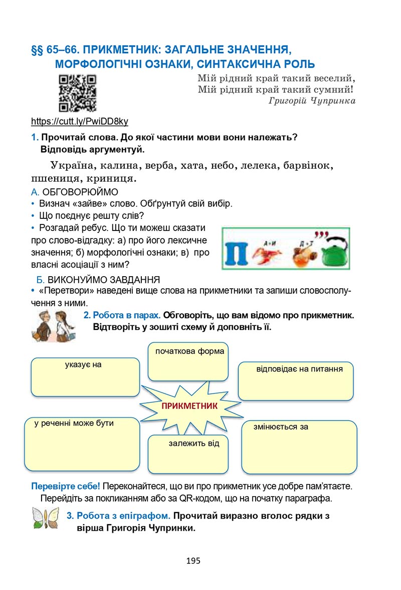 Сторінка 195 - Підручник Українська мова 6 клас Семеног 2023 НУШ