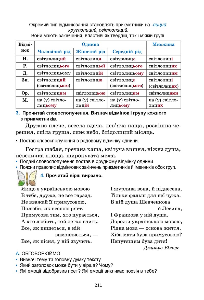 Сторінка 211 - Підручник Українська мова 6 клас Семеног 2023 НУШ